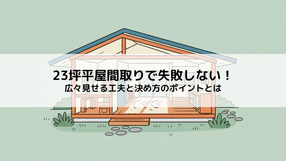 23坪平屋間取りで失敗しない！広々見せる工夫と決め方のポイントとは